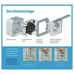 LEGRAND SCHUKO Steckdose 2-fach, Senkrecht, Aufputz Feuchtraum, Plexo 55, Mit Deckel -LEGRAND SHOP 28853600 4