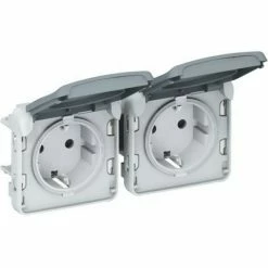 LEGRAND FRAP Modular Schuko Steckdose 2-fach Horizontal Plexo55 Grau