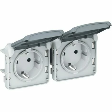 LEGRAND FRAP Modular Schuko Steckdose 2-fach Horizontal Plexo55 Grau 1 LEGRAND FRAP Modular Schuko Steckdose 2-fach Horizontal Plexo55 Grau