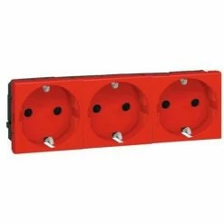 Stecksockel 2P + TT Dreifach Rot Legrand Mosaic 77273