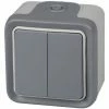 Doppelter Wandschalter, Wasserdichter Aufputz-Taster Aus Der Serie Plexo, Doppelter Außenschalter, Wasserdicht (IP55), Farbe Grau - Legrand, 191514 Plexo.