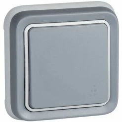 Wandschalter, Wasserdichter Aufputz-Taster Aus Der Serie Plexo, Schalter Für Den Außenbereich, Wasserdicht (IP55), Grau - Legrand, 191510 Plexo.