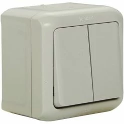 Feuchtraum-Aufputz-Doppelschalter Spritzwassergeschützt (IP44), Wandmontage - White Standard - Legrand 782381 Forix.