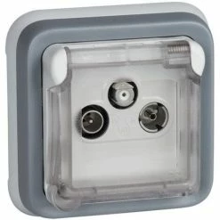 TV-Steckdose, TV-Antennensteckdose Für Unterputzmontage, Serie 'Plexo', Grau, Wasserdicht (IP55) - Legrand, 191516 Plexo.