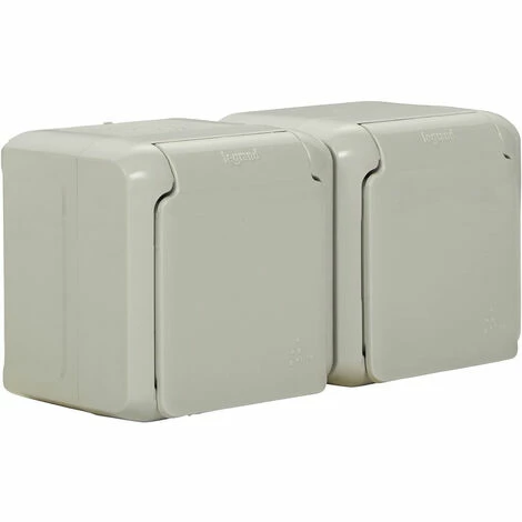 Doppelwandsteckdose 16 A, Aufputz, wasserdicht IP44, mit grauer Abdeckung - Legrand Forix 782394. Doppelwandsteckdose 16 A, Aufputz, Wasserdicht IP44, Mit Grauer Abdeckung - Legrand Forix 782394. -LEGRAND SHOP 59628965 1