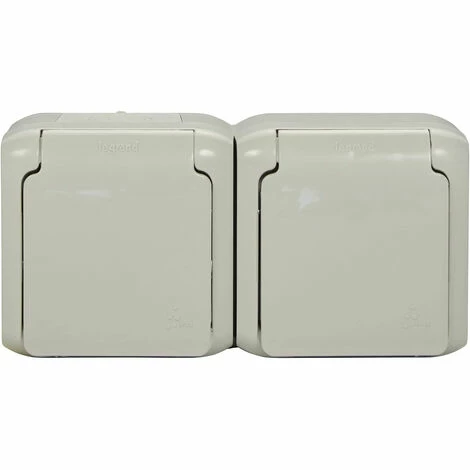 Doppelwandsteckdose 16 A, Aufputz, wasserdicht IP44, mit grauer Abdeckung - Legrand Forix 782394. Doppelwandsteckdose 16 A, Aufputz, Wasserdicht IP44, Mit Grauer Abdeckung - Legrand Forix 782394. -LEGRAND SHOP 59628965 2