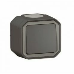 LEGRAND WASSERDICHTER SCHALTER ODER 2-WEGE PLEXO 10AX 250V~ IP55 IK08 KOMPLETTLIEFERUNG FÜR AUFPUTZMONTAGE - ANTHRAZIT