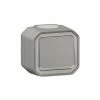 LEGRAND BELEUCHTETER WECHSEL- ODER SCHALTER MIT WASSERDICHTER ANZEIGE PLEXO 10AX 250V~ IP55 IK08 KOMPLETT AUFPUTZMONTAGE - GRAU