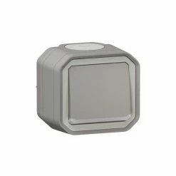 LEGRAND BELEUCHTETER WECHSEL- ODER SCHALTER MIT WASSERDICHTER ANZEIGE PLEXO 10AX 250V~ IP55 IK08 KOMPLETT AUFPUTZMONTAGE - GRAU
