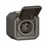 2P+E WASSERDICHTE STECKDOSE PLEXO 16A 250V IP55 IK08 KOMPLETTLIEFERUNG FÜR AUFPUTZMONTAGE - ANTHRAZIT LEGRAND LEG069791L