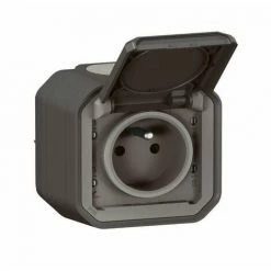 2P+E WASSERDICHTE STECKDOSE PLEXO 16A 250V IP55 IK08 KOMPLETTLIEFERUNG FÜR AUFPUTZMONTAGE - ANTHRAZIT LEGRAND LEG069791L