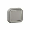 WASSERDICHTER SCHALTER ODER 2-WEGE PLEXO 10AX 250V~ IP55 IK08 KOMPLETTE LIEFERUNG FÜR UNTERPUTZMONTAGE - GRAU LEGRAND LEG069811L