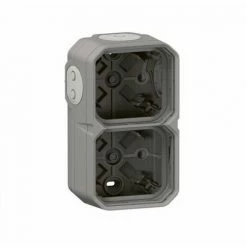 WASSERDICHTE OBERFLÄCHENBOX AUS PLEXO 2 HORIZONTAL- UND VERTIKALE POSITIONEN OHNE TEILUNG MIT 4 MEMBRAN-ENDKAPPEN - GRAU LEGRAND