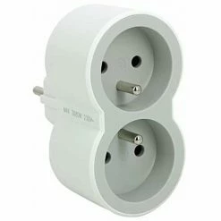 LEGRAND - MEHRFACHSTECKER MIT 2 FRONTBUCHSEN MIT SCHUTZERDUNG - WEISS UND HELLGRAU 049431