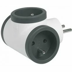 LEGRAND 049435 049435-PLUG STECKER MIT 3 SEITLICHEN BUCHSEN IN ERDWEISS UND DUNKELGRAU, FARBLOSE, EINHEITSGRÖSSE