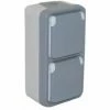 LEGRAND PLEXO DOPPELTE STECKDOSE 2P+E VERTIKAL KOMPLETT WASSERDICHT GRAU IP55