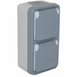LEGRAND PLEXO DOPPELTE STECKDOSE 2P+E VERTIKAL KOMPLETT WASSERDICHT GRAU IP55