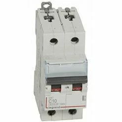 LEGRAND 407782 DX 6000 LEISTUNGSSCHALTER 10KA HOHE ANKUNFT UND UNTERE AUSGANGSSCHRAUBE, 2P, 230V~ 400V~, 10A, C KURVE, 2 MODULE