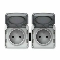 2X2P+E BUCHSEN HORIZONTAL PR KABEL ZUSAMMENSETZBAR 16A 250V PLEXO LEGRAND BEIN 069562 GRAU, WEISS